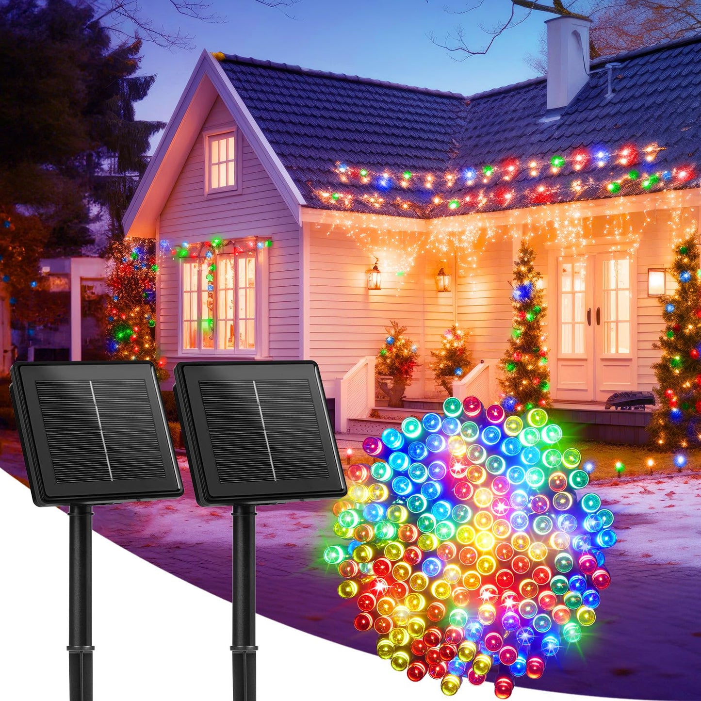 SolarGlow™ - 20 METROS con 200 LUCES LED que brillan gratis toda la noche, todos los días