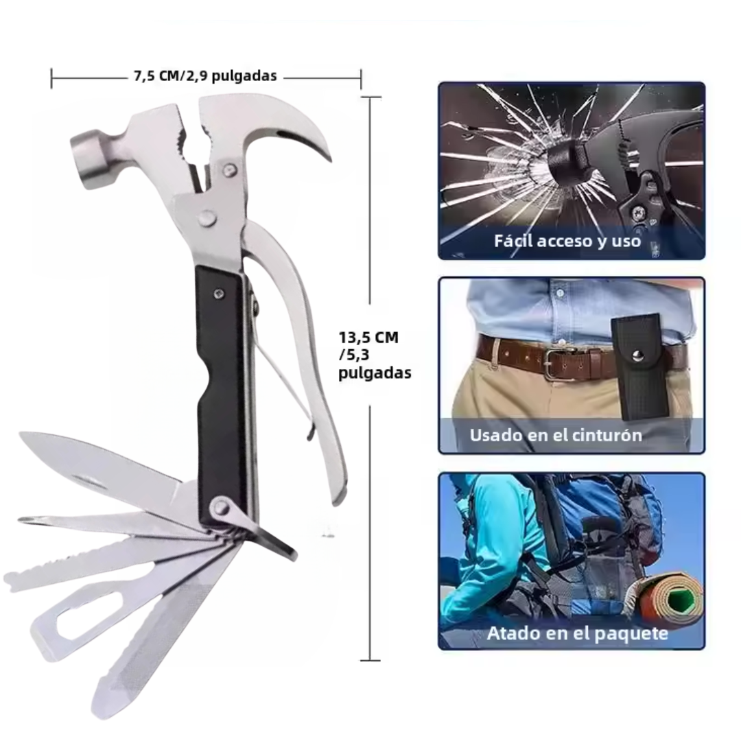 MARTILLO MULTIUSOS 12 EN 1: Versatilidad Total –12 herramientas en una sola 🔨