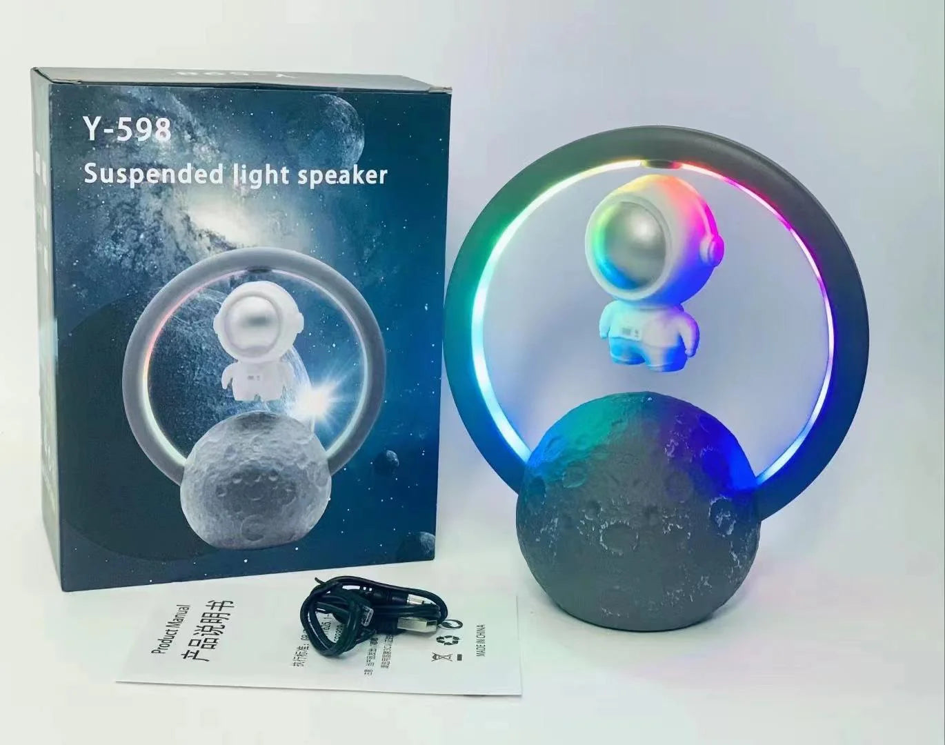 LAMPARA ASTRONAUTA LEVITANTE🚀 : Altavoz Bluetooth levitante magnético con luz LED