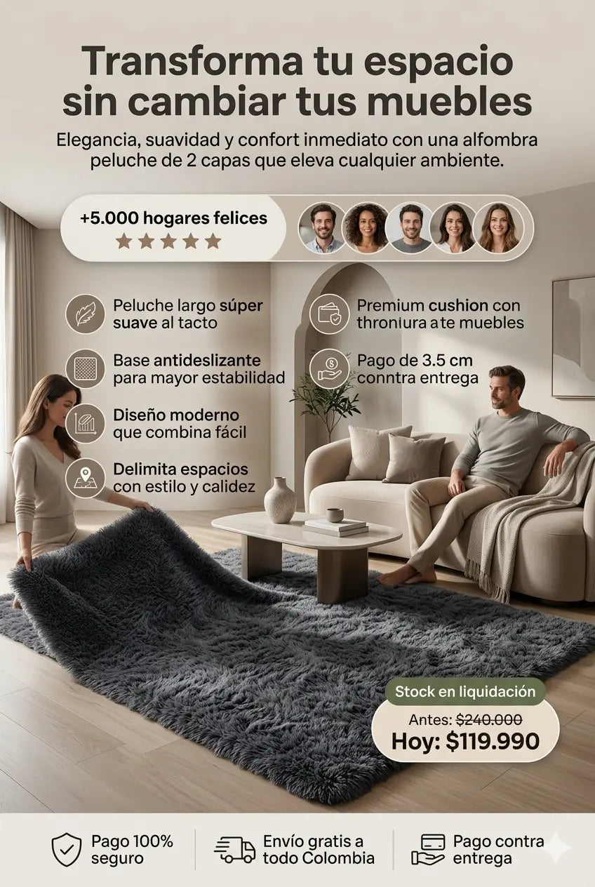 ALFOMBRA PELUCHE - 150cmts x 200cmts | Transforma tu espacio sin cambiar muebles