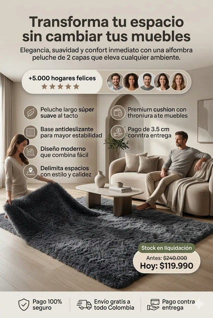 ALFOMBRA PELUCHE - 150cmts x 200cmts | Transforma tu espacio sin cambiar muebles