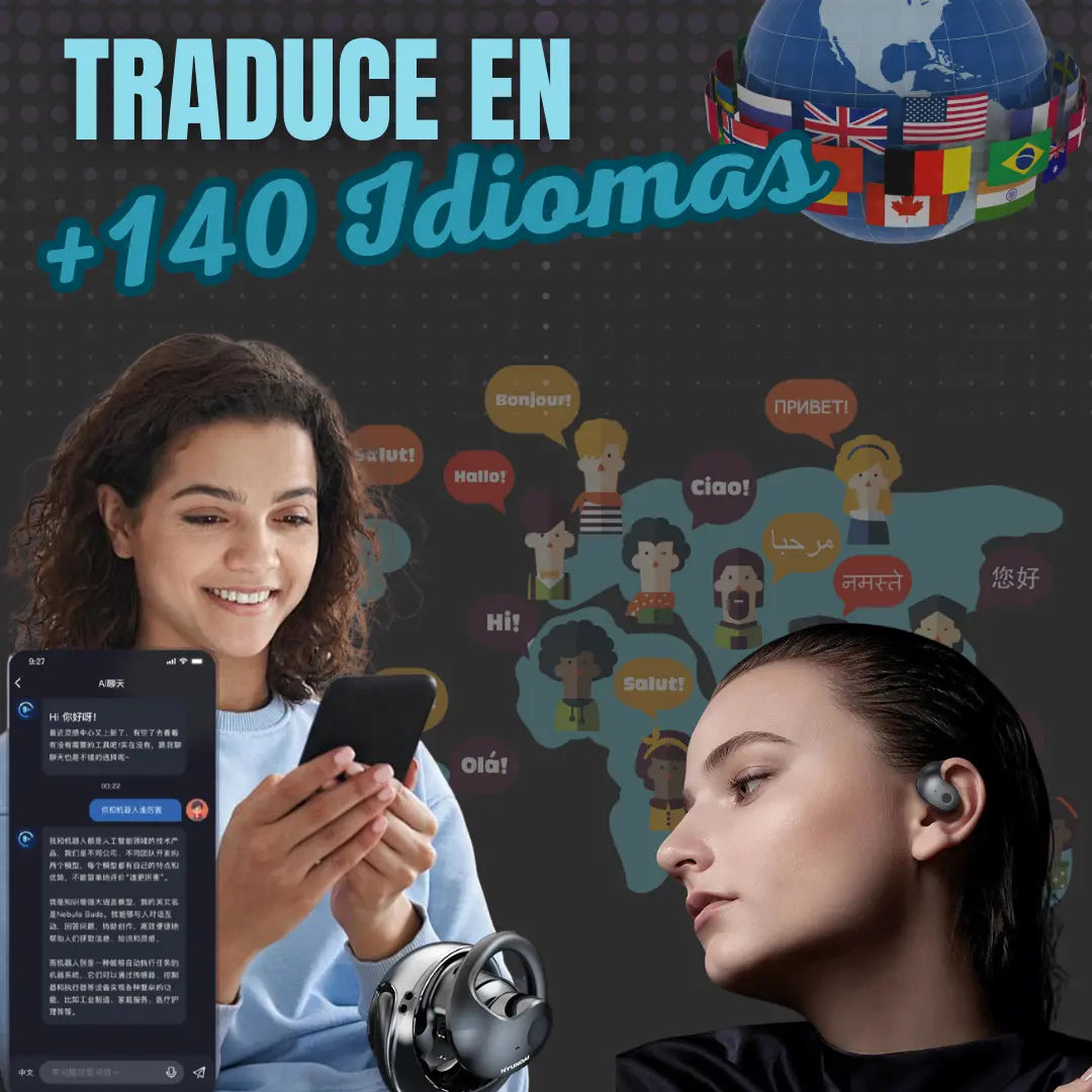 AUDÍFONOS TRADUCTORES INTELIGENTES: Traducción en tiempo real en mas de 144 idiomas