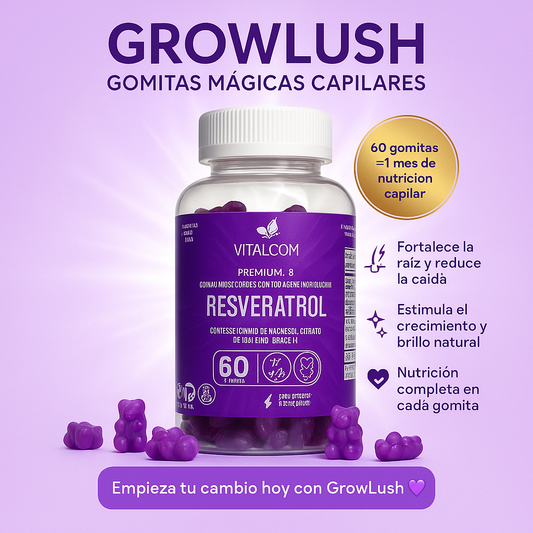 GROWLUSH: Estimula Crecimiento, Mejora Textura, Fortalece el Foliculo.