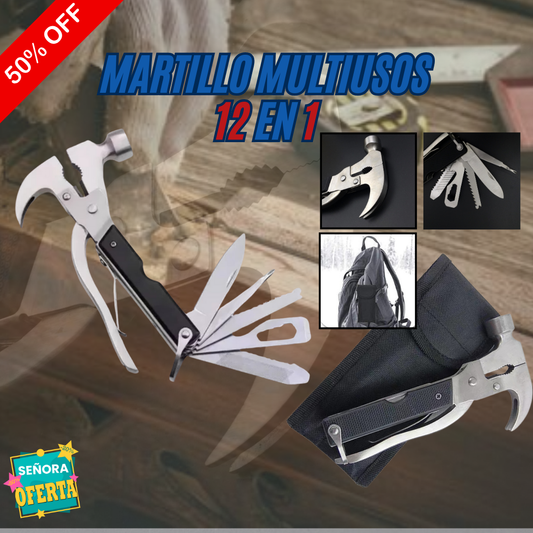 MARTILLO MULTIUSOS 12 EN 1: Versatilidad Total –12 herramientas en una sola 🔨
