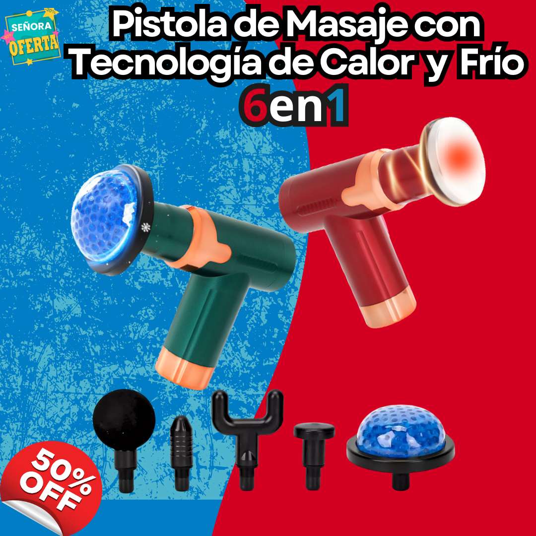 KLACK PISTOLA DE MASAJE: Con Tecnología de Compresión Calor o Frio 6 Cabezales