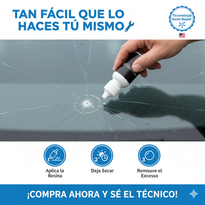 WINDSHIELD REPAIR: Kit reparador con nanotecnologia para cristales rayados, vencidos o quebrados