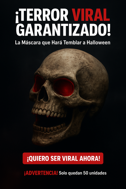 MASCARA CALAVERA: Hiperrealista de latex autoajustable con mandibula que se mueve