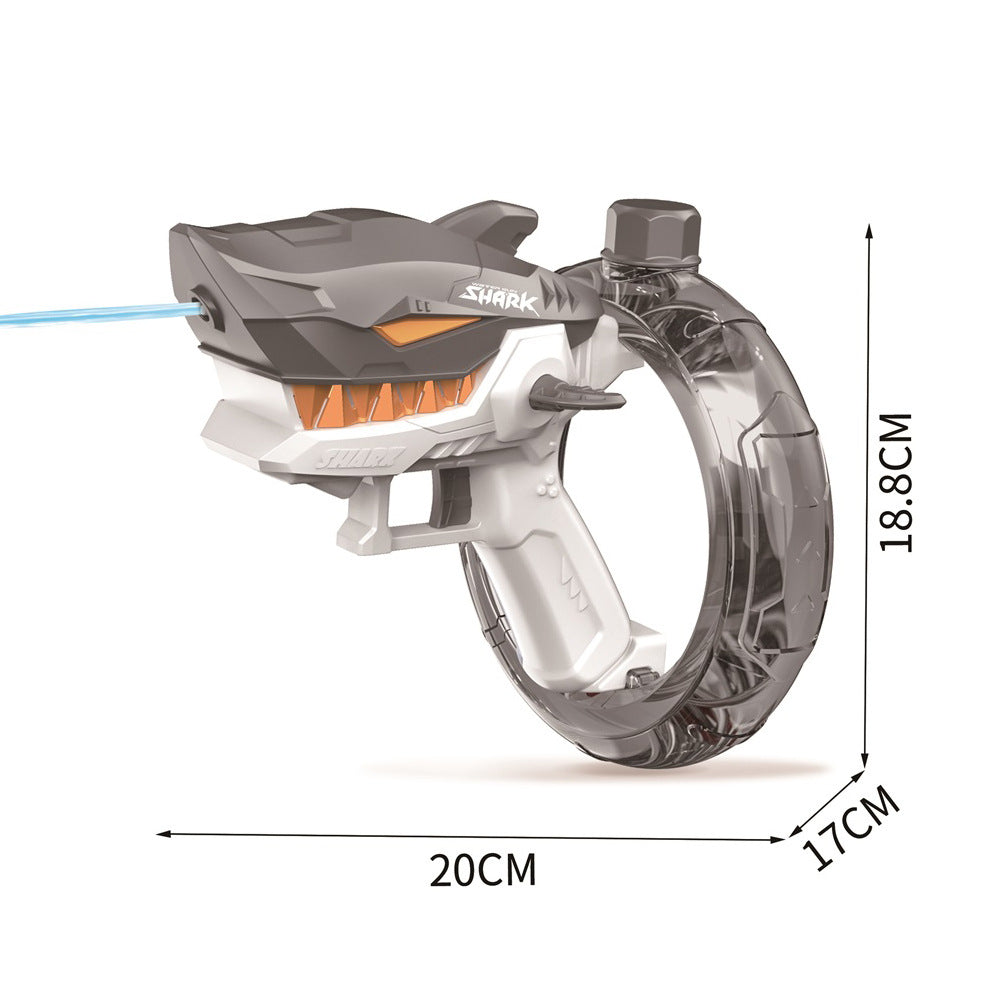 PISTOLA ELÉCTRICA LANZA AGUA TIBURON: Recargable por USB+ de 8 metros de distancia