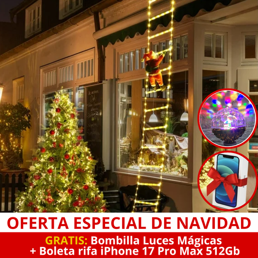 Santa Escalador LED + 2 Regalos Exclusivos (Bombillo Luces Mágicas + Boleta rifa Iphone 17Pro Max)